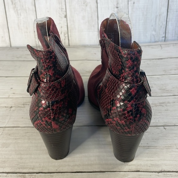 Vionic Burgundy Naomi Women's Suede Snake Embossed Water-Resistant Boots - Picture 4 of 11